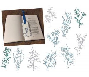 Stickserie ITH - Lesezeichen Garden Flowers Lineart